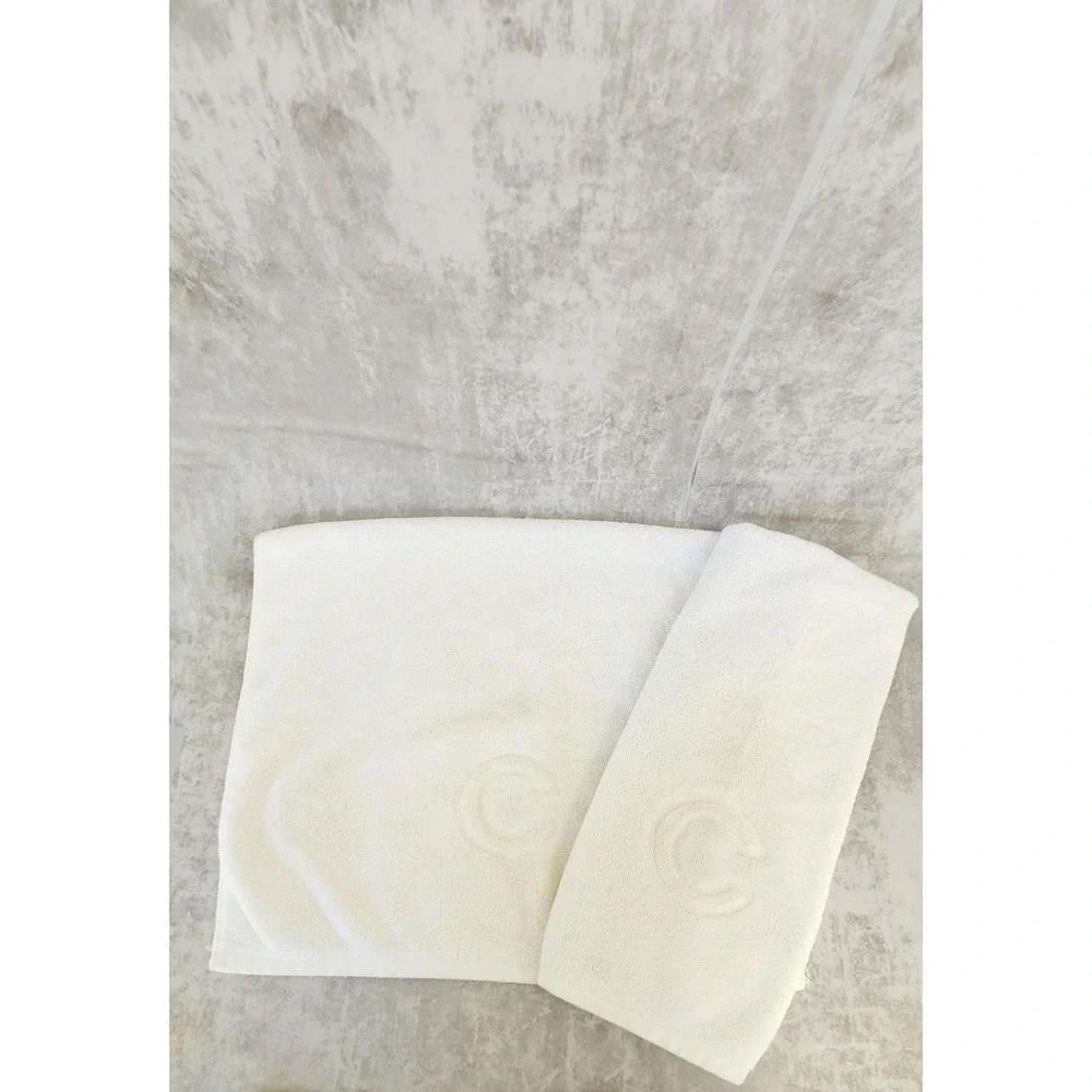 Matouk Hand Towels 2PC Set White Egyptian Cotton Initial C Hotel Luxury Classic